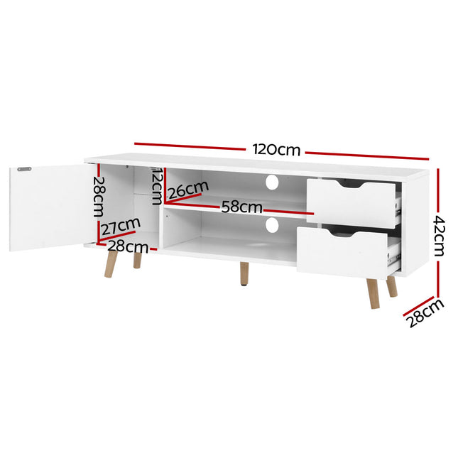 Artiss TV Cabinet Entertainment Unit Stand Wooden Scandinavian 120cm White