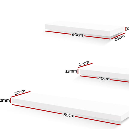 Artiss 3 Piece Floating Wall Shelves - White