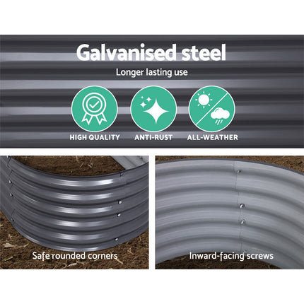 Greenfingers 160X80X42CM Galvanised Raised Garden Bed Steel Instant Planter