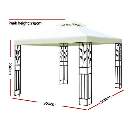 Instahut Gazebo 3x3m Party Marquee Outdoor Wedding Event Tent Iron Art Canopy White