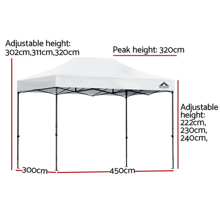 Instahut Gazebo Pop Up Marquee 3x4.5 Outdoor Wedding Gazebos Base Pod Kit White