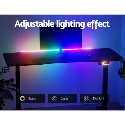 Artiss Electric Standing Desk Gaming Desks Sit Stand Table RGB Light Home Office