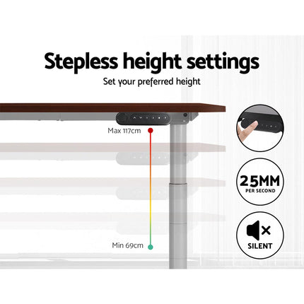 Artiss Electric Standing Desk Motorised Adjustable Sit Stand Desks Grey Walnut