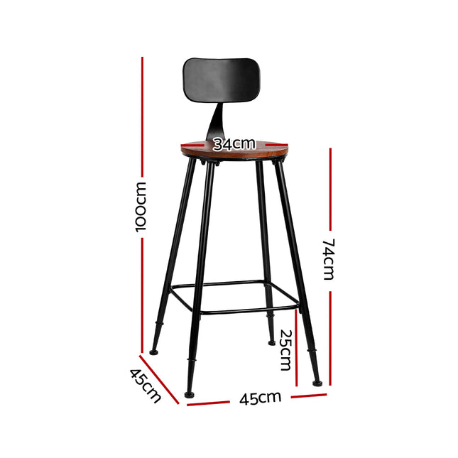 Artiss 4x Vintage Industrial Bar Stool Retro Barstools Dining Chairs Kitchen