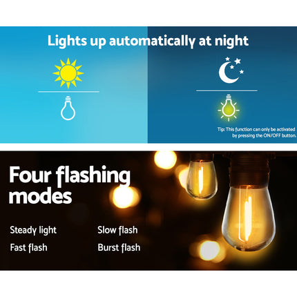 Jingle Jollys 17m Festoon String Lights Solar Wedding Party Waterproof Outdoor