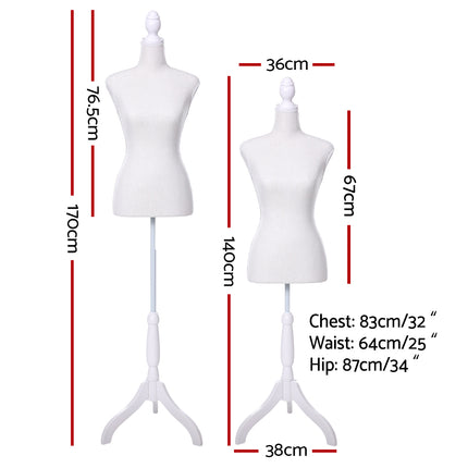 Female Mannequin 170cm Model Dressmaker Clothes Display Torso Tailor Wedding White