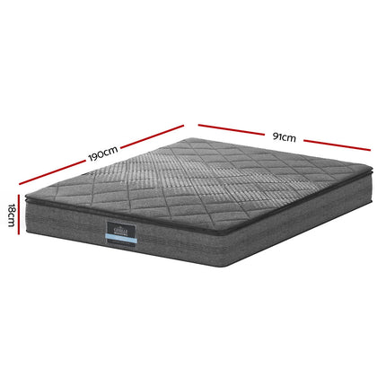 Giselle SINGLE Mattress Pillow Top Bed Size Bonnell Spring Medium Firm Foam 18CM