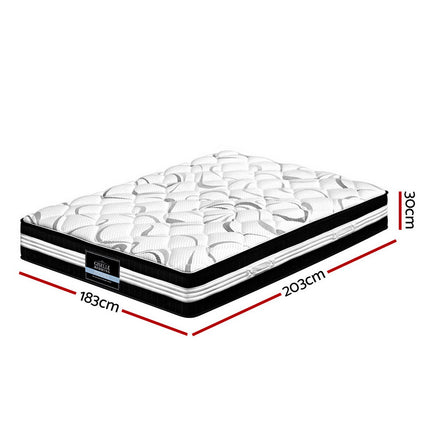 Giselle Bedding Mykonos Euro Top Pocket Spring Mattress 30cm Thick King