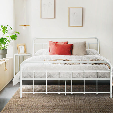 Artiss LEO Metal Bed Frame - Double (White)