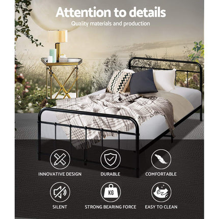 Artiss LEO Metal Bed Frame KS King Single - Black