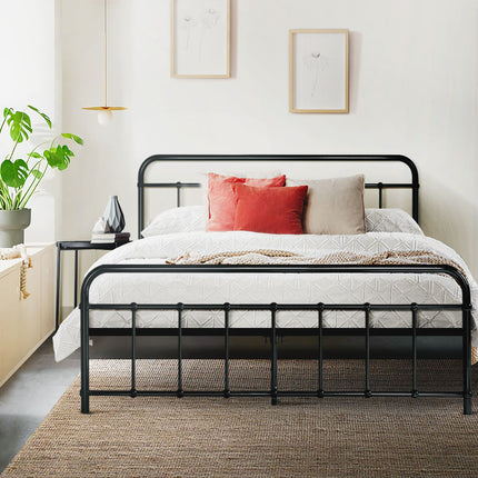 Artiss LEO Metal Bed Frame - Queen (Black)