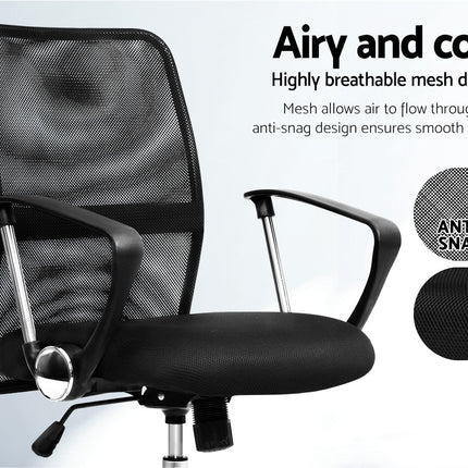 Artiss Office Chair Gaming Chair Computer Mesh Chairs Executive Mid Back Black