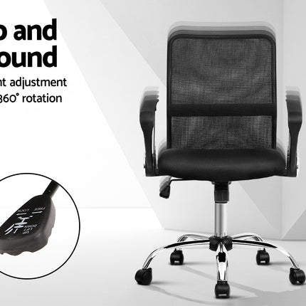 Artiss Office Chair Gaming Chair Computer Mesh Chairs Executive Mid Back Black
