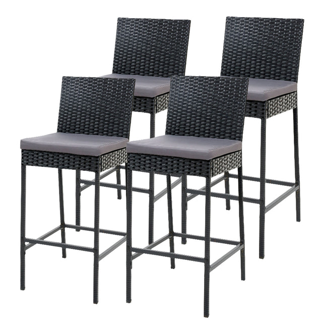 Gardeon Set of 4 Outdoor Bar Stools Dining Chairs Wicker Furniture