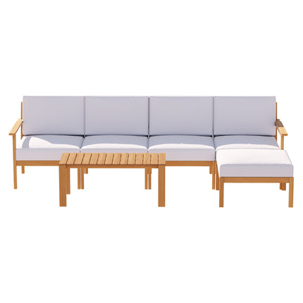 Gardeon Outdoor Sofa Set 5-Seater Acacia Wood Lounge Setting Garden Table Chairs