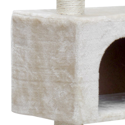 i.Pet Cat Tree 134cm Trees Scratching Post Scratcher Tower Condo House Furniture Wood Beige