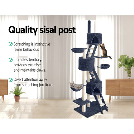 i.Pet Cat Tree Trees Scratching Post Scratcher Tower Condo House Grey 244cm