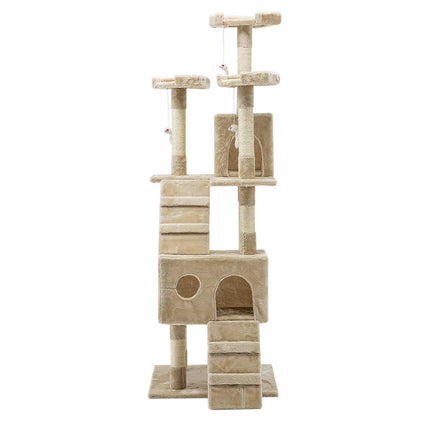 i.Pet Cat Tree 180cm Trees Scratching Post Scratcher Tower Condo House Furniture Wood Beige