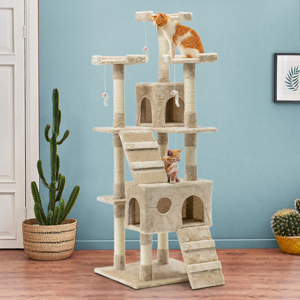 i.Pet Cat Tree 180cm Trees Scratching Post Scratcher Tower Condo House Furniture Wood Beige