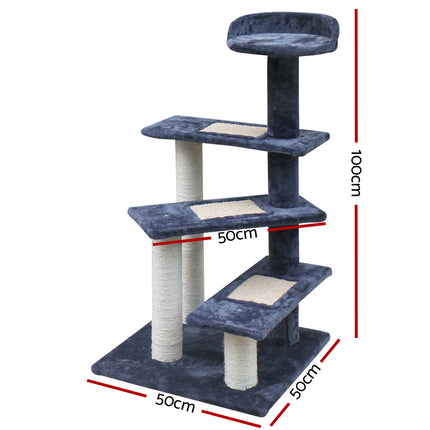 i.Pet Cat Tree 100cm Trees Scratching Post Scratcher Tower Condo House Furniture Wood Steps