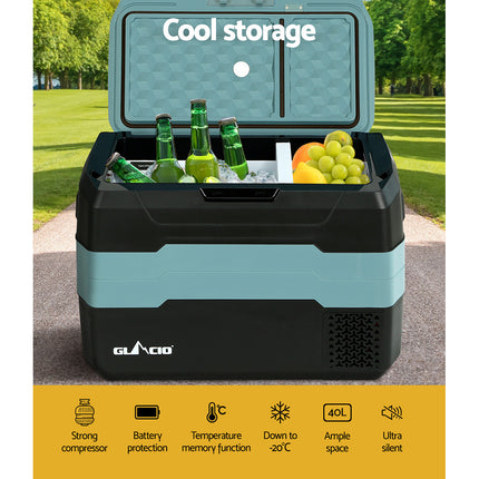 Glacio 40L Portable Fridge Freezer Fridges Cooler Camping 12V/24V/240V Caravan