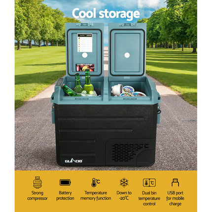 Glacio 50L Portable Fridge Freezer Fridges Cooler Camping 12V/24V/240V Caravan