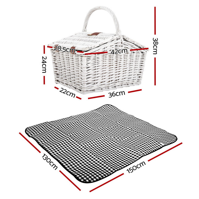 Alfresco 2 Person Picnic Basket Vintage Baskets Outdoor Insulated Blanket