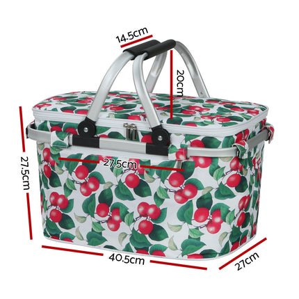 Alfresco Picnic Bag Basket Hamper Camping Hiking Insulated Lunch Cooler Folding