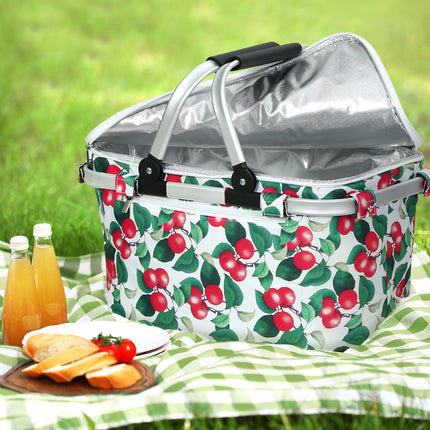 Alfresco Picnic Bag Basket Hamper Camping Hiking Insulated Lunch Cooler Folding