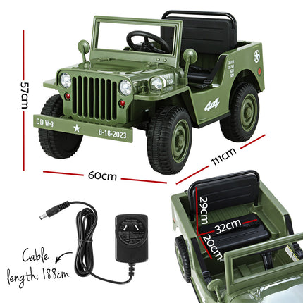 Rigo Kids Ride On Car Off Road Military Toy Cars 12V Olive