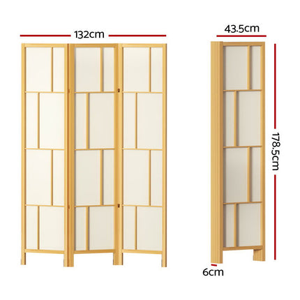 Artiss Ashton Room Divider Screen Privacy Wood Dividers Stand 3 Panel Natural