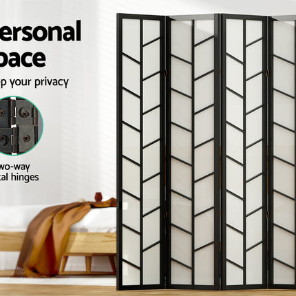Artiss Room Divider Screen Privacy Wood Dividers Stand 4 Panel Archer Black