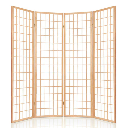 Artiss Room Divider Screen Wood Timber Dividers Fold Stand Wide Beige 4 Panel