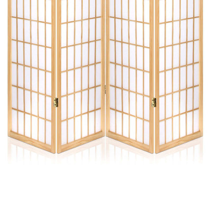 Artiss Room Divider Screen Wood Timber Dividers Fold Stand Wide Beige 4 Panel