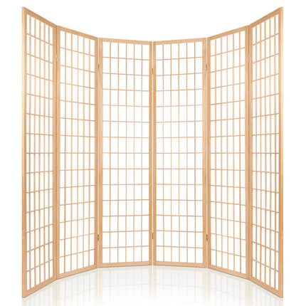 Artiss Room Divider Screen Wood Timber Dividers Fold Stand Wide Beige 6 Panel