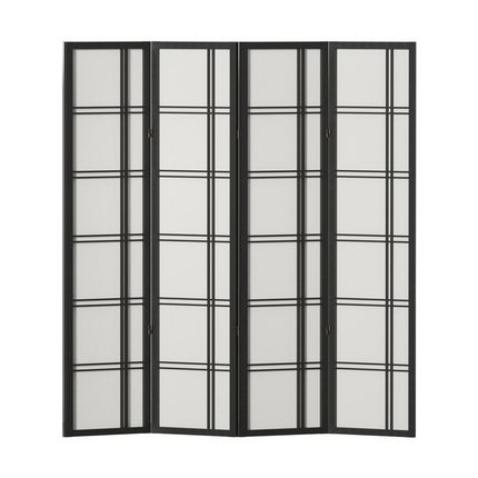Artiss Room Divider Screen Privacy Wood Dividers Stand 4 Panel Nova Black
