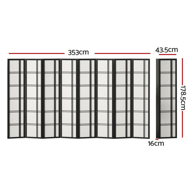 Artiss Room Divider Screen Privacy Wood Dividers Stand 8 Panel Nova Black