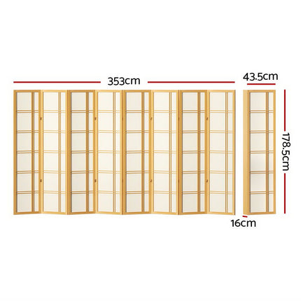 Artiss Room Divider Screen Privacy Wood Dividers Stand 8 Panel Nova Natural