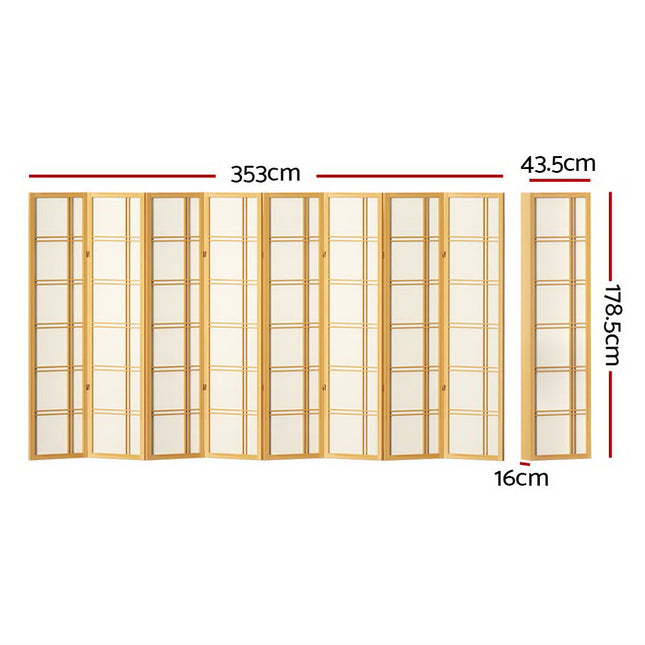 Artiss Room Divider Screen Privacy Wood Dividers Stand 8 Panel Nova Natural