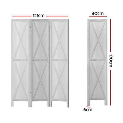 Artiss Silon Room Divider Screen Privacy Wood Dividers Stand 3 Panel White