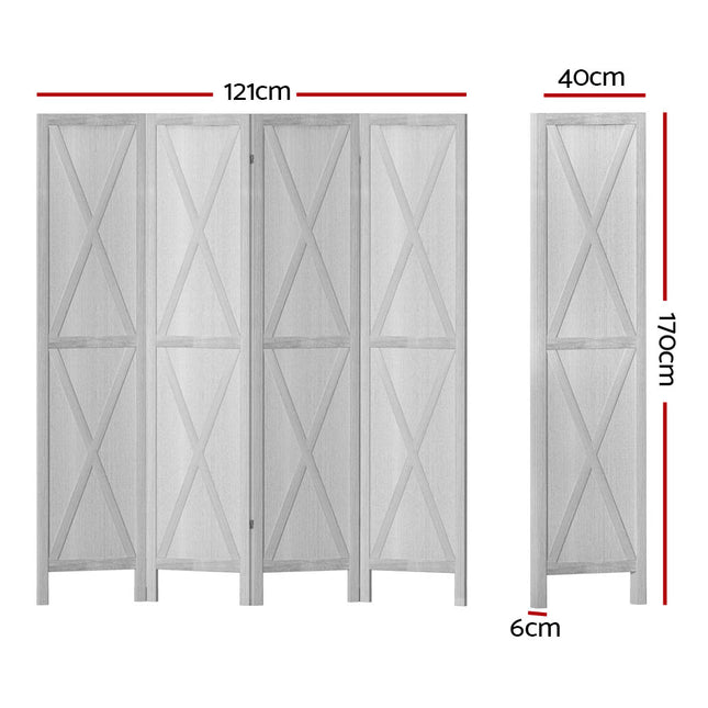 Artiss Silon Room Divider Screen Privacy Wood Dividers Stand 4 Panel White