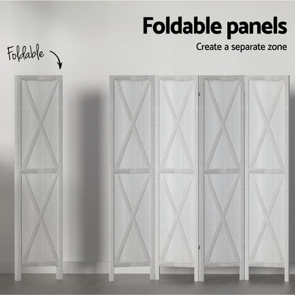 Artiss Silon Room Divider Screen Privacy Wood Dividers Stand 4 Panel White