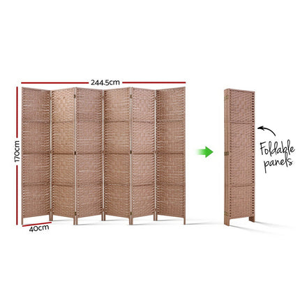 Artiss 6 Panel Room Divider Screen Privacy Timber Foldable Dividers Stand Natural