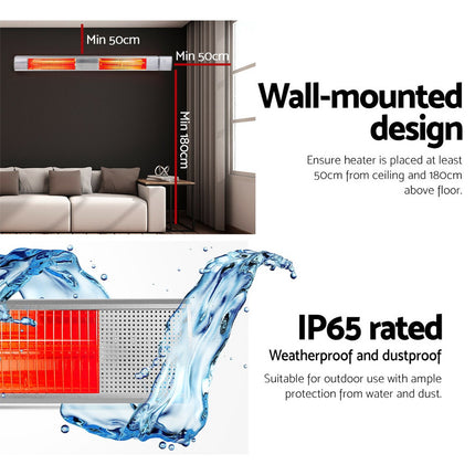 Devanti Electric Infrared Strip Heater Radiant Heaters Reamote control 3000W