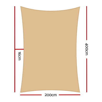 Instahut 2 x 4m Waterproof Rectangle Shade Sail Cloth - Sand Beige