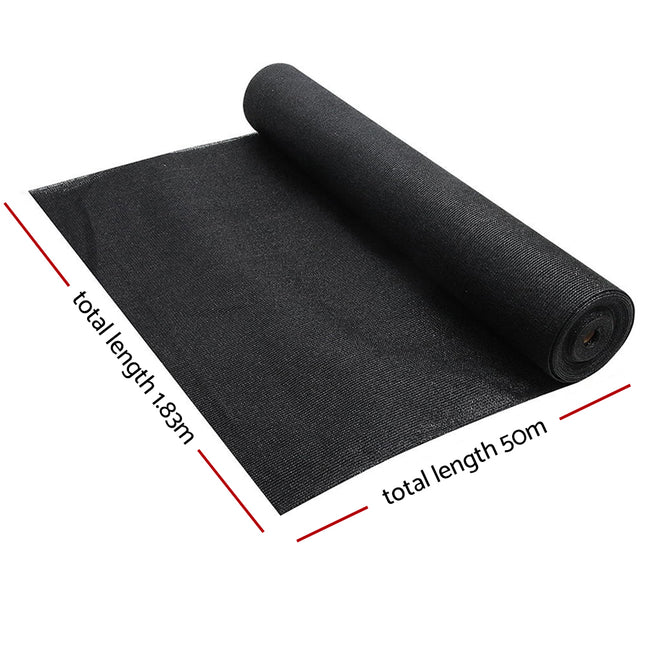 Instahut 70% UV Sun Shade Cloth Shadecloth Sail Roll Mesh Garden Outdoor 1.83x50m Black