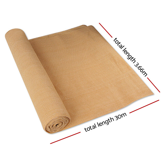 Instahut Shade Cloth Shadecloth Sail Sun Roll Mesh Outdoor 90% UV 3.66x30m