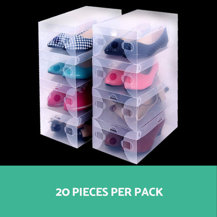 Artiss Set of 20 Clear Shoe Box Foldable Transparent Shoe Storage Stackable Case