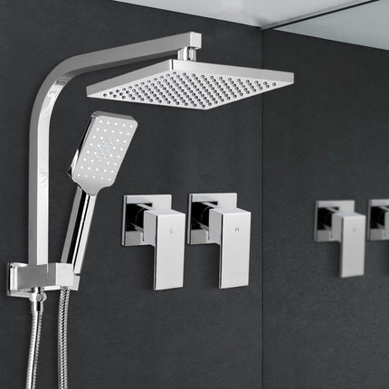Cefito WELS 8'' Rain Shower Head Taps Square Handheld High Pressure Wall Chrome