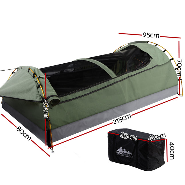 Weisshorn Swags King Single Camping Swag Canvas Tent Deluxe